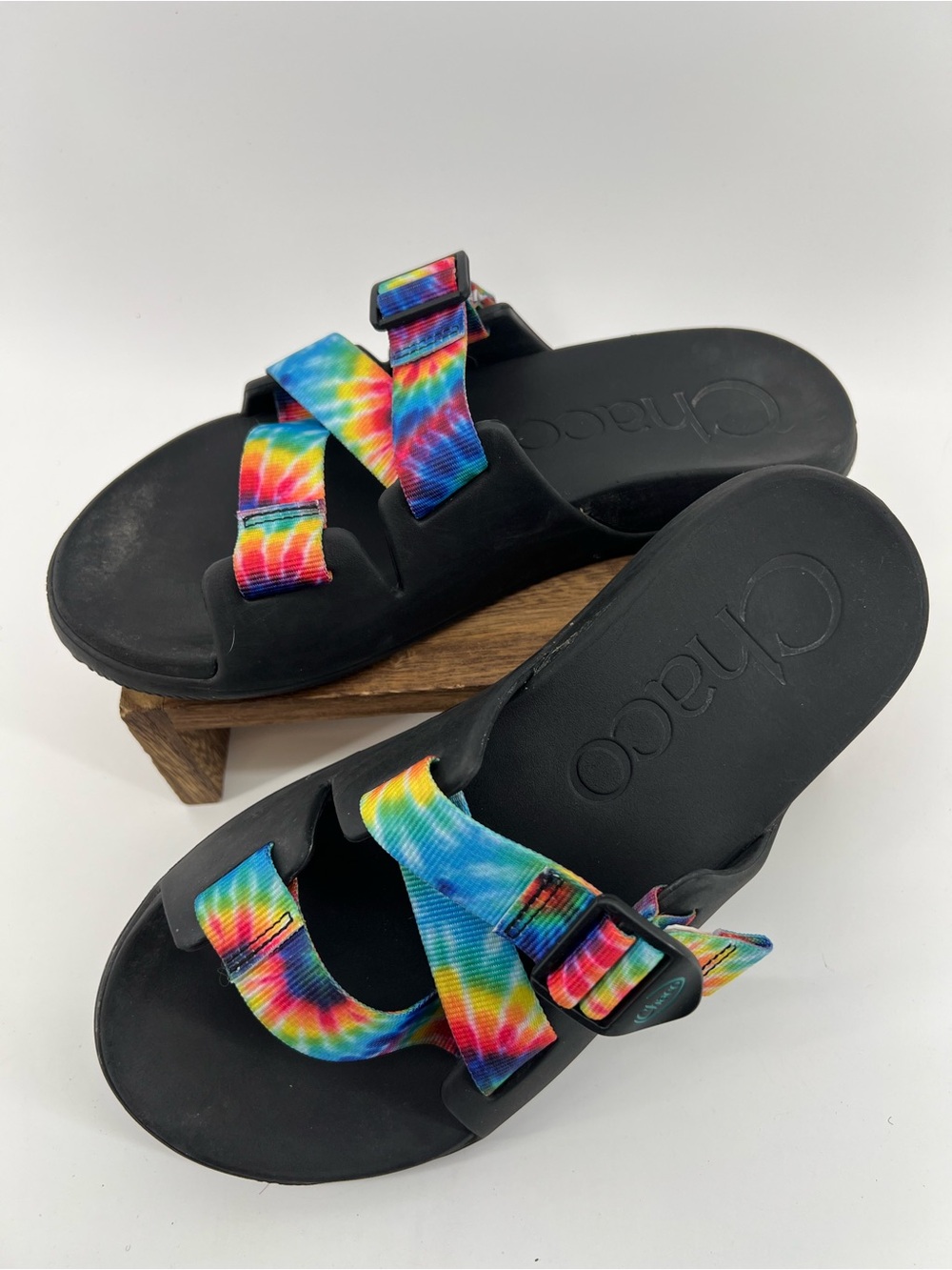 Tie-Dye Strap Black Slide Sandal for Women